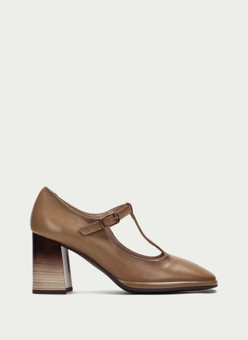 Hispanitas Monaco T Strap Ženske Stikle Kaki Boja | VEO5288FR